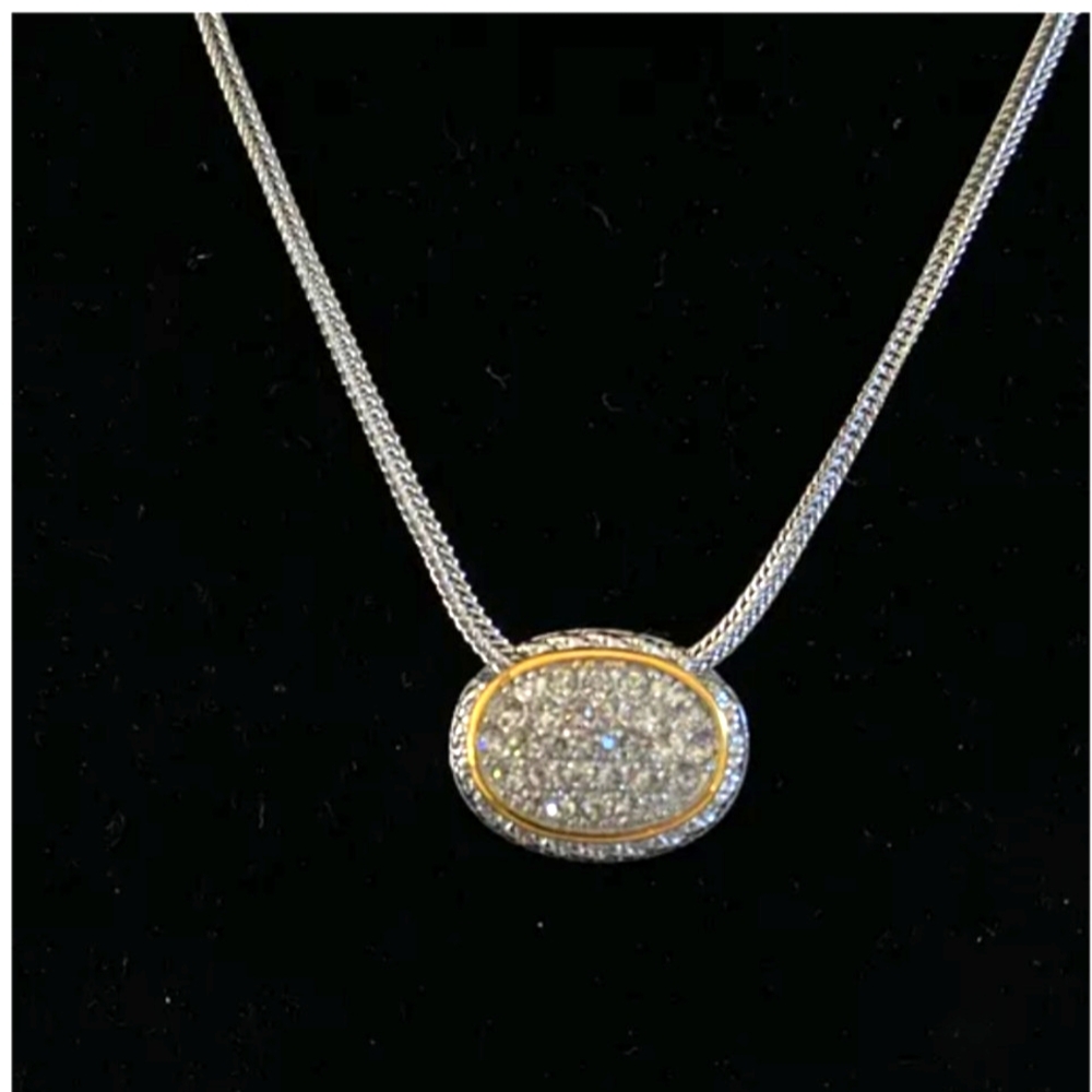 Emma Skye "Light up the Skye" 2 Tone Crystal with accent wheat chain necklace